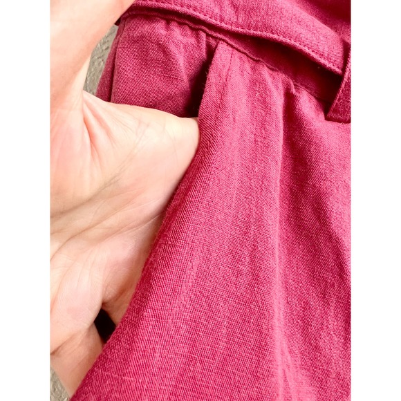 Tularosa Sophia Linen Blend High Waisted Tassel Fringe Hem Crop Pants Red Size M - Picture 6 of 9